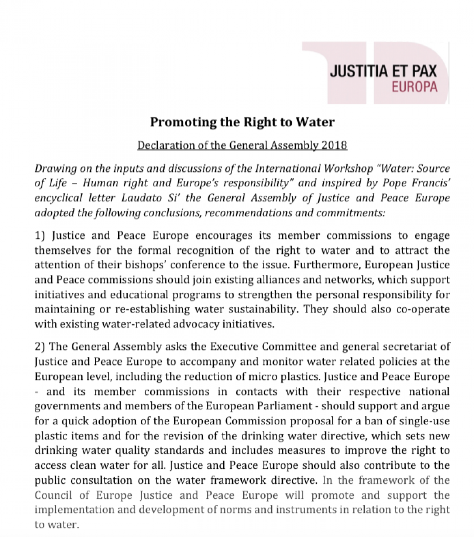 Promoting the Right to Water